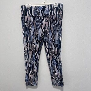 Calvin Klein Blue White Black Capri Animal Print Leggings Size X Large